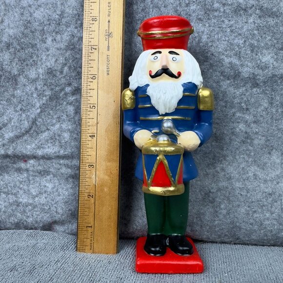Vtg Bloomingdales Candle Nutcracker Soldier Drummer Red Blue Gold Christmas Deco - Picture 8 of 8